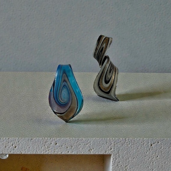 Jewelry - 🫶🏻 Artistic Blue and Gray Glass Pendants